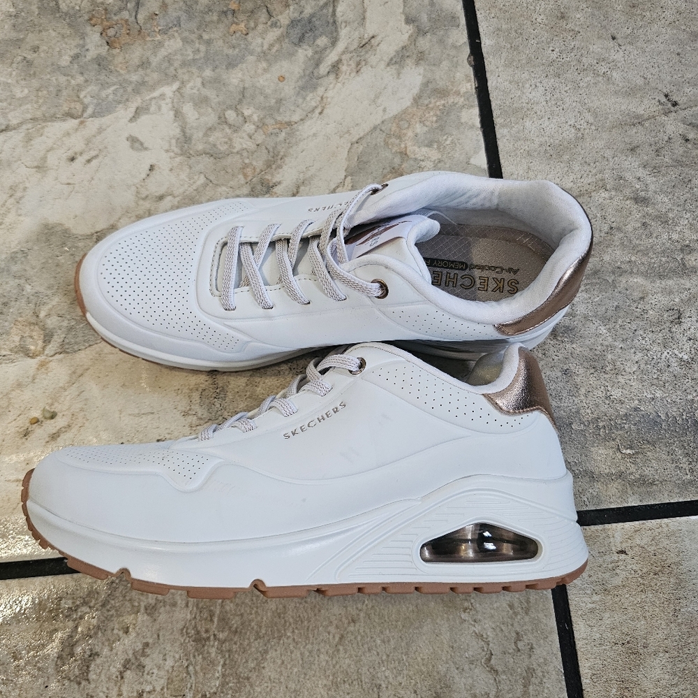 Skechers White and Bronze Sneakers W 7.5